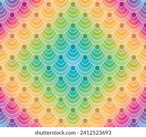 Seamless rainbow geometric vintage pattern of circles. Vector image