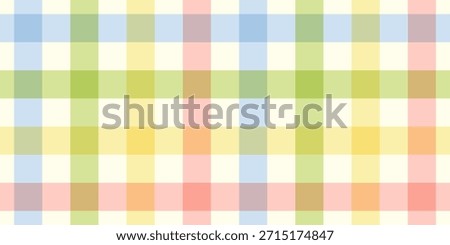 Seamless rainbow gingham background with overlapping pastel colors forming a classic checkered plaid pattern. Versatile vector design for fabric, wallpaper, stationery, and craft projects.