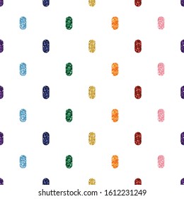seamless rainbow glitter dot from oval shape pattern on white background
