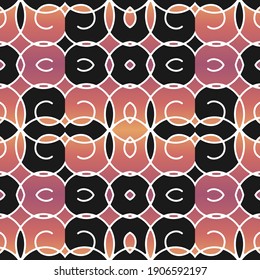 Seamless rainbow pattern with black elements. Vector illustration