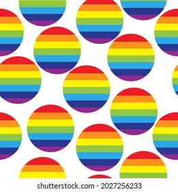 Seamless rainbow pattern of bright striped circles on a white background vector illustration for design