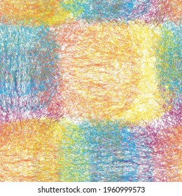 Seamless rainbow pattern with grunge weave oval elements for plaid, rug, carpet, linoleum,web design