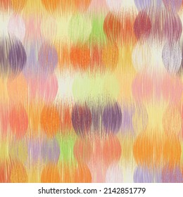 Seamless rainbow pattern with rows of intersecting grunge striped vertical oval elements  for web design