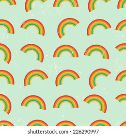 Seamless rainbow pattern in a vintage colour palette (vector)