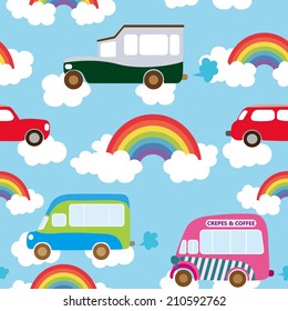 Seamless rainbow sky illustration background pattern in vector