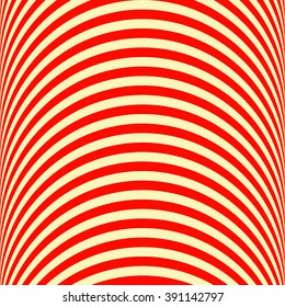 Seamless rainbow striped lines red white pattern. Abstract repeat semicircular lines texture background. Vector illustration