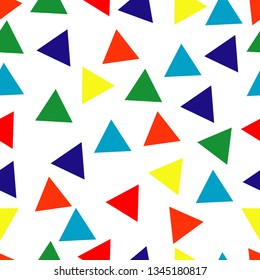 Seamless Rainbow Triangles  white Background Vector Pattern - Vector