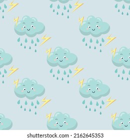 Seamless raining day cartoon pattern