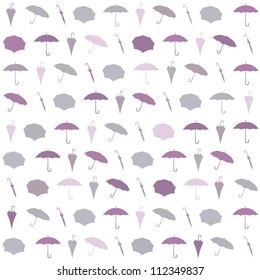 Seamless rainy pattern with color umbrellas. Vector illustration