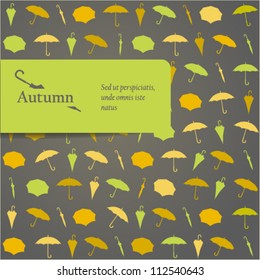 Seamless rainy pattern with color umbrellas. Vector illustration