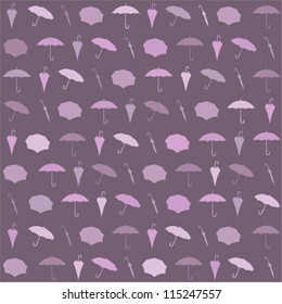 Seamless rainy pattern with color umbrellas. Vector illustration