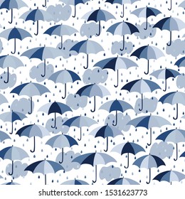 Seamless rainy pattern with umbrellas