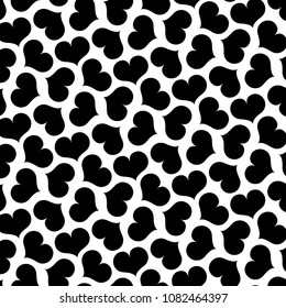 Seamless Random Black Hearts White Background Vector Pattern