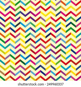 Seamless random colorful chevrons pattern vector