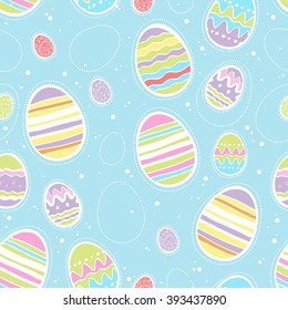 Seamless random colorful easter eggs pattern. Vector background.