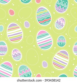 Seamless random colorful easter eggs pattern. Vector background.