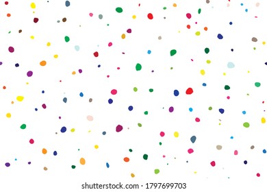 Seamless Random Dot. Abstract Ink Dot Texture. Rainbow Party Polka Background. Abstract Graphic Drop. Yellow Vector Spot Birthday. Small Pattern Cool Bubble. Color Dot. Pink Random Background Blast.