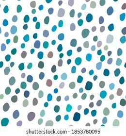 Seamless Random Dot. Abstract Vintage Icon. Small Vector Spot Birthday. Blue Retro Polka Background. Blue Flying Christmas Paint. Irregular Eps Dot Sparkle. White Color Dot. Blue Pattern Cool Effect.