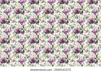 Seamless random folk pattern in small wildflowers. Country style millefleurs. Floral meadow background for textile, wallpaper, pattern fills, covers, surface, print, gift wrap, scrapbooking, 