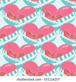 Seamless random pattern with hearts. Vector repeating texture. Stylish valentines background