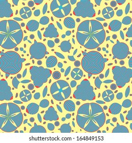 seamless random pattern of micro pollen with orange background 