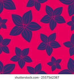 Seamless and random patterns of blue gardenia on pink background