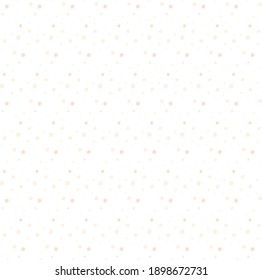Seamless random small light polka pattern on white background. Irregular chaotic points. Vector graphic. Abstract scattered dots wallpaper. Simple, modern decorative print on wrapping paper, fabric 