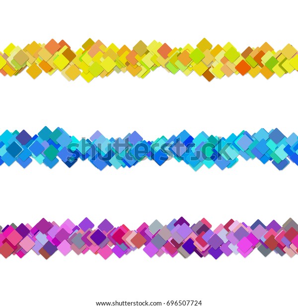 Seamless random square pattern paragraph divider\
line design set - vector design elements from colored diagonal\
rounded squares with shadow\
effect