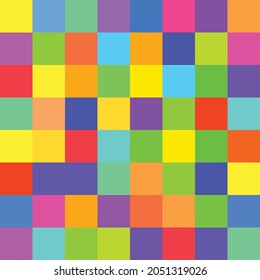 Seamless random squares, mosaic tiles pixelated, pixels colorful vibrant, vivid background pattern. blocks repeatable checker. tileable texture