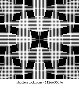 Seamless random stripe pattern vector. Design lines horizontal and vertical lines white on black background. Design print for textile, fabric, wallpaper, background. Set 2