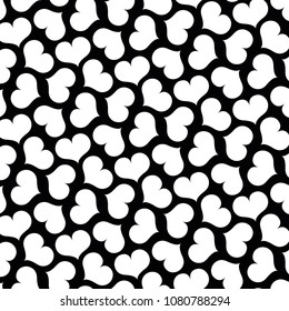 Seamless Random White Hearts Black Background Vector Pattern