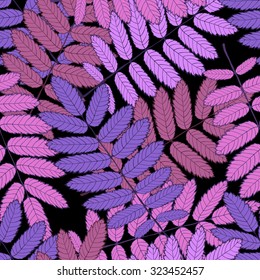 seamless randomly pattern made Isolated colored autumn  rowanleaves . vector illustration