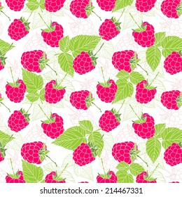 Seamless raspberry drawn pattern 