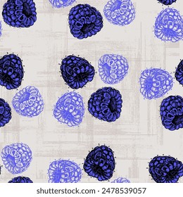 Seamless raspberry pattern with summer berries background. Spring cover, tropical wallpaper texture, backdrop, wedding invitation