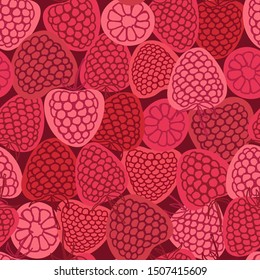 Seamless raspberry pattern, vector wallpaper, modern fruit textile kitchen print