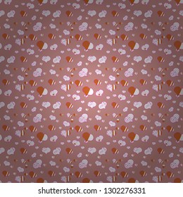 Seamless raster love pattern with hearts. Endless background with hand drawn figures on white, pink and orange colors. Vector illustration. Pattern for wrapping, cover, background, surface print.