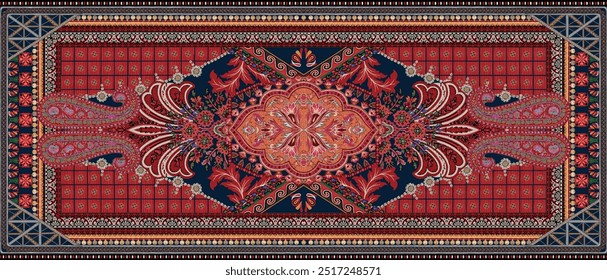 Seamless raster pattern in oriental style Flower psychedelic mosaic Pattern for wallpaper, backgrounds, decor