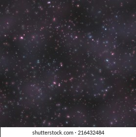 Seamless realistic dark starry space texture with purple nebulas. EPS10 vector image.
