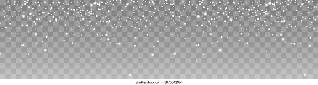 Seamless realistic falling Snow Isolated on transparent background vector illustration