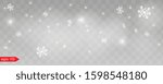 Seamless realistic falling snow or snowflakes. Isolated on transparent background - stock vector.