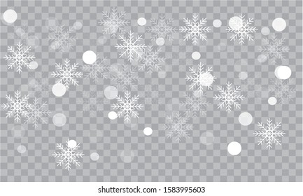 Seamless realistic falling snow or snowflakes. Isolated on transparent background - stock vector.
