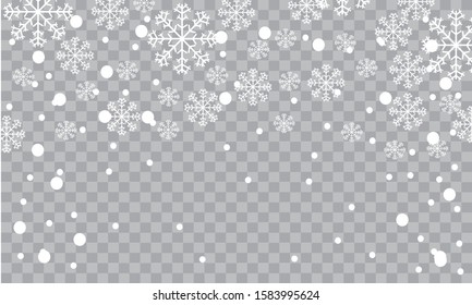 Seamless realistic falling snow or snowflakes. Isolated on transparent background - stock vector.