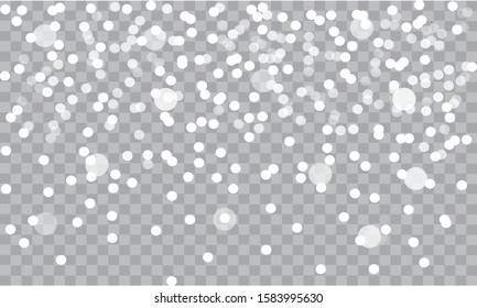 Seamless realistic falling snow or snowflakes. Isolated on transparent background - stock vector.