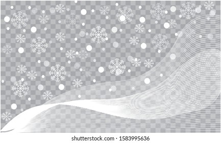 Seamless realistic falling snow or snowflakes. Isolated on transparent background - stock vector.