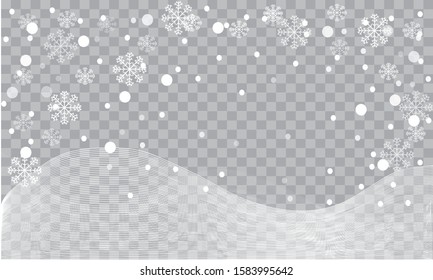Seamless realistic falling snow or snowflakes. Isolated on transparent background - stock vector.