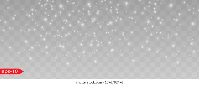 Seamless realistic falling snow or snowflakes. Isolated on transparent background - stock vector.