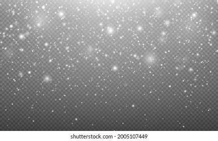 Seamless realistic falling snow. Snowflakes, realistic christmas snow, falling snow flake, white dust, blizzard. Transparent snow flake pattern.