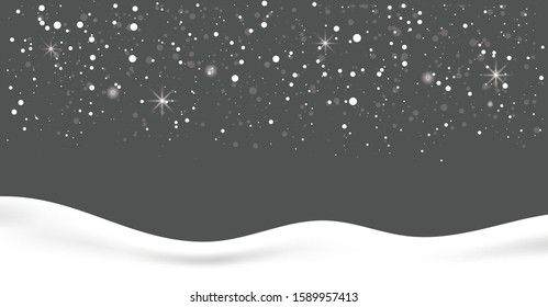 Seamless realistic falling snow or snowflakes.Isolated on gray background vector.Blizzard.Silver glitter.White bokeh festive.Shine bright.