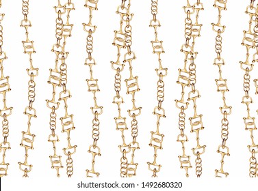 seamless realistic golden chains. vector of gold links isolated on white and black background