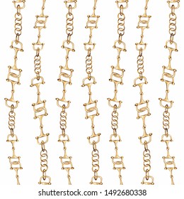 seamless realistic golden chains. vector of gold links isolated on white and black background